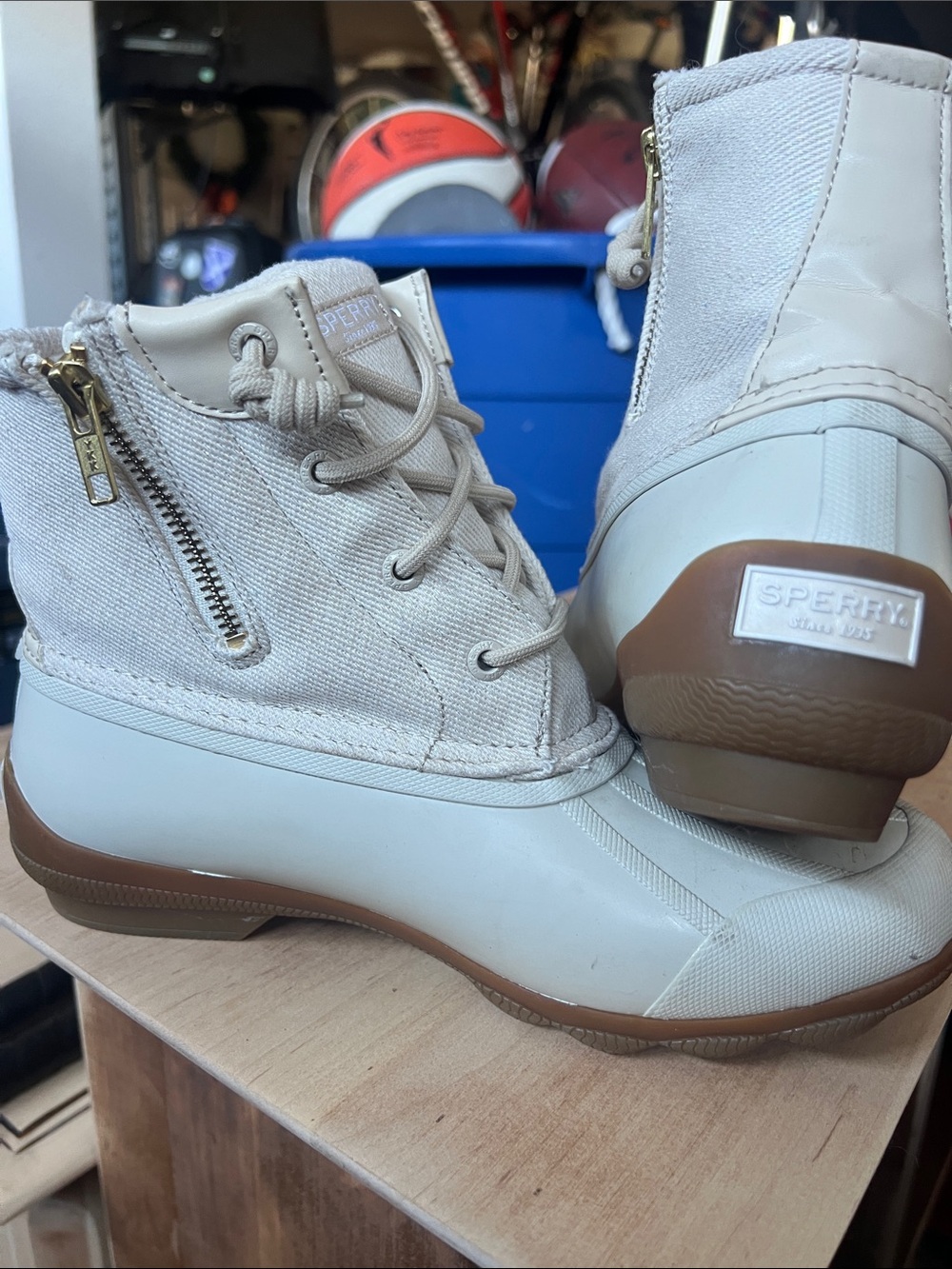 Sperry Women's Cream & Brown Waterproof Ankle Duck Boots